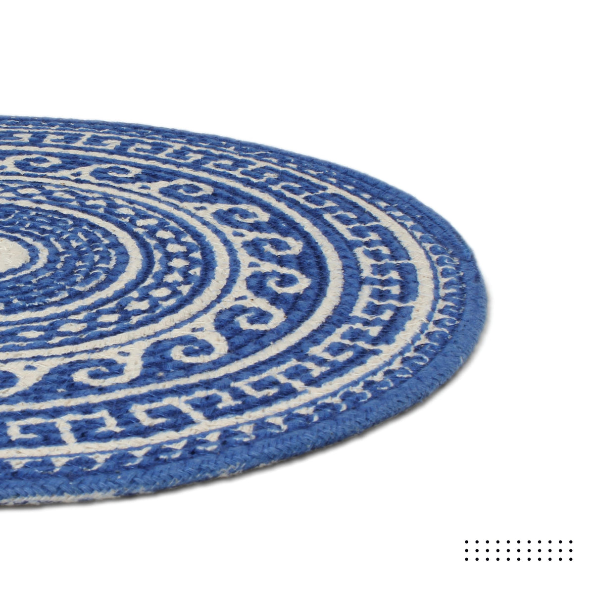 Placemats Round Cotton Dining Table Mats 13" (Blue Mandala Print / 13" (Set of 4))