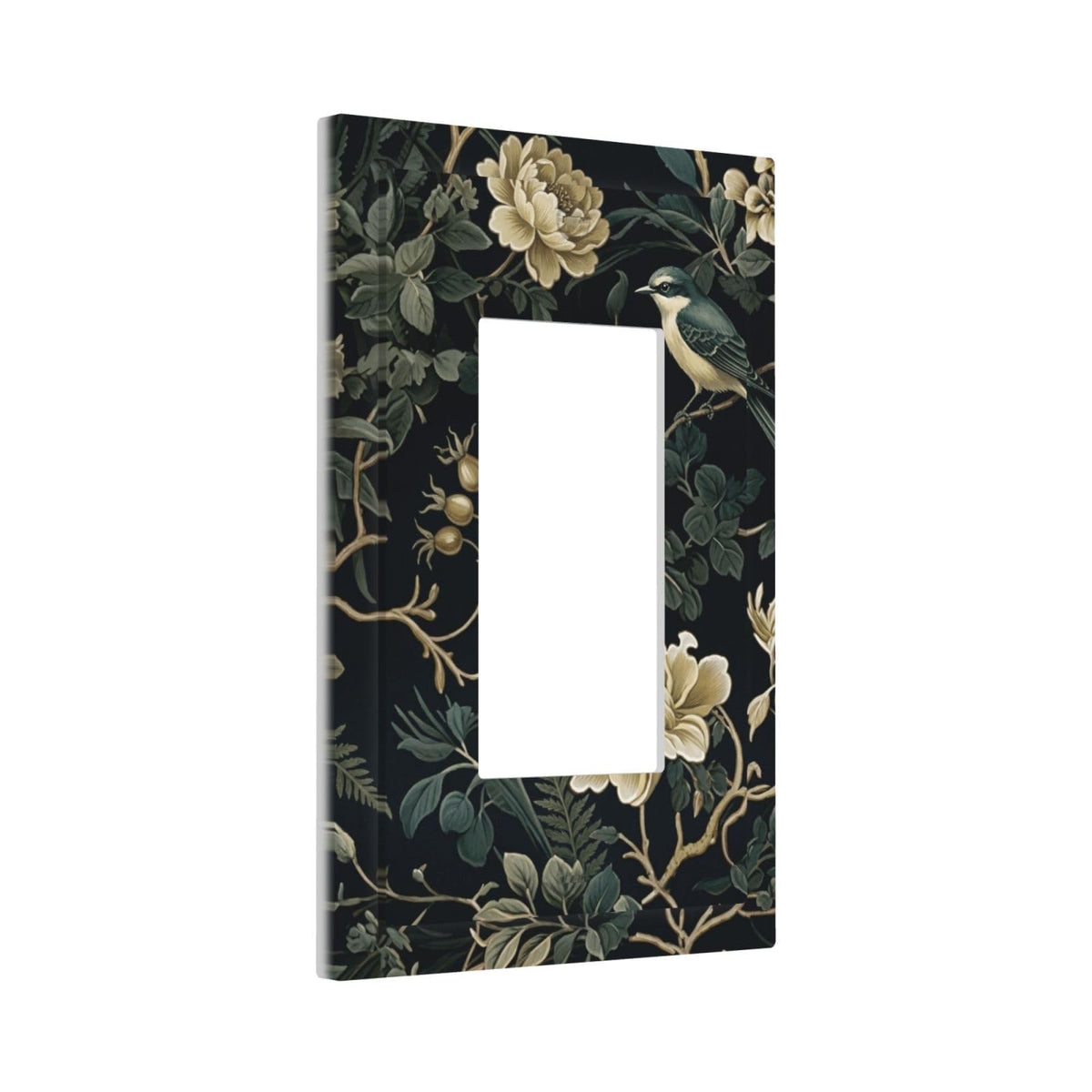 Spring Black Boho Floral Leaf 1 Gang Outlet Decorator Light Switch Wall Plate Cover Faceplate Decorative Switchplate Rocker (Spring Black Boho Floral Leaf / 1-Gang Rocker Mid)