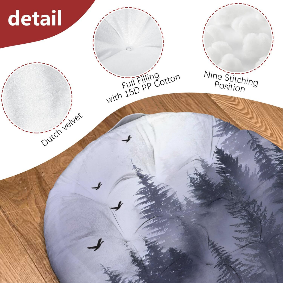 Meditation Cushion (Purple Forest / Round)