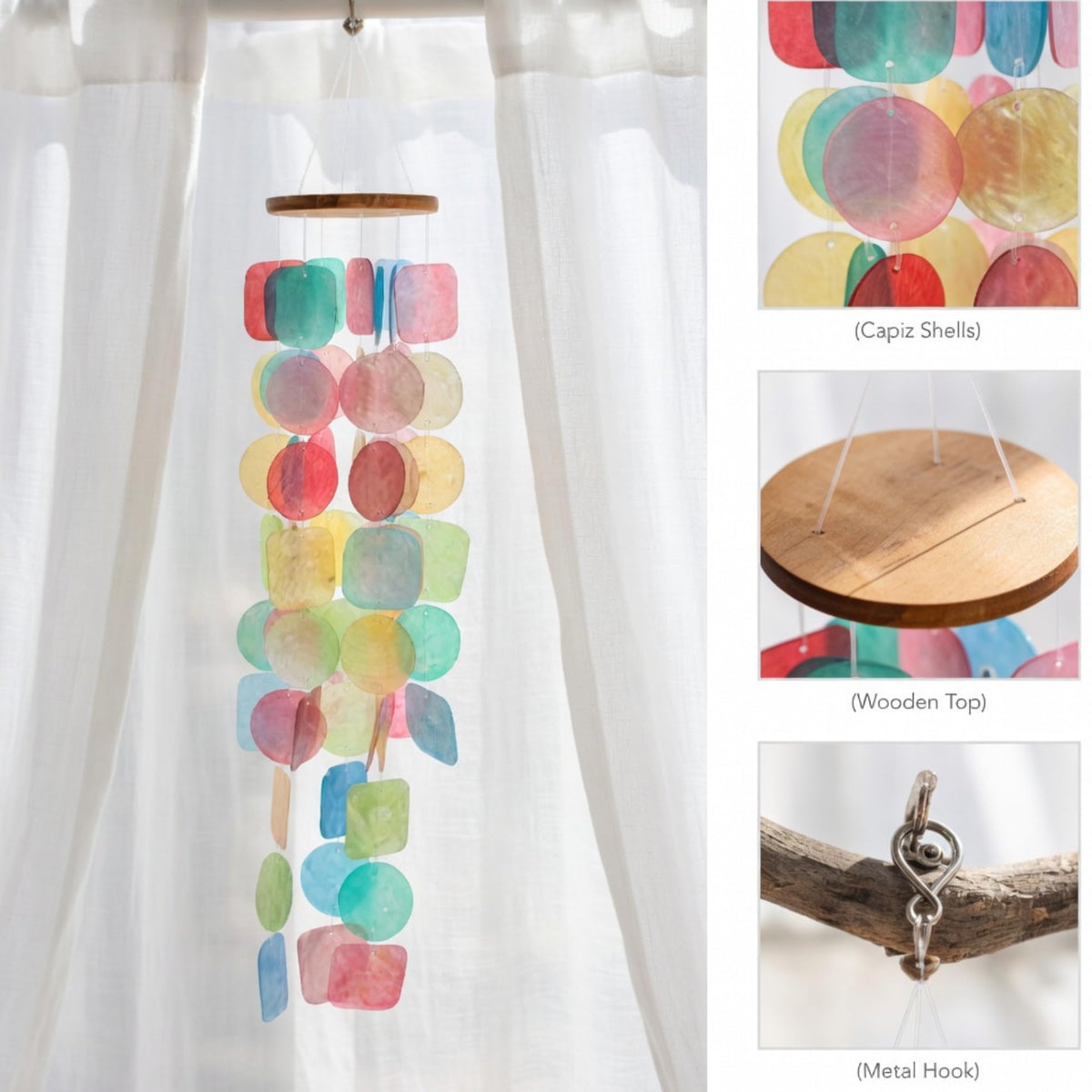 Colorful Wind Chimes. House Decor Wind Chimes for Outside (Rainbow)