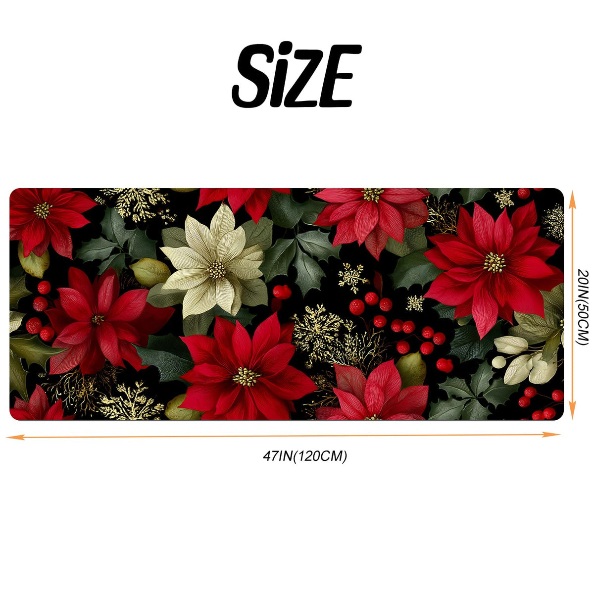 Poinsettia Laundry Room Rug 20x47 Inch (#14)