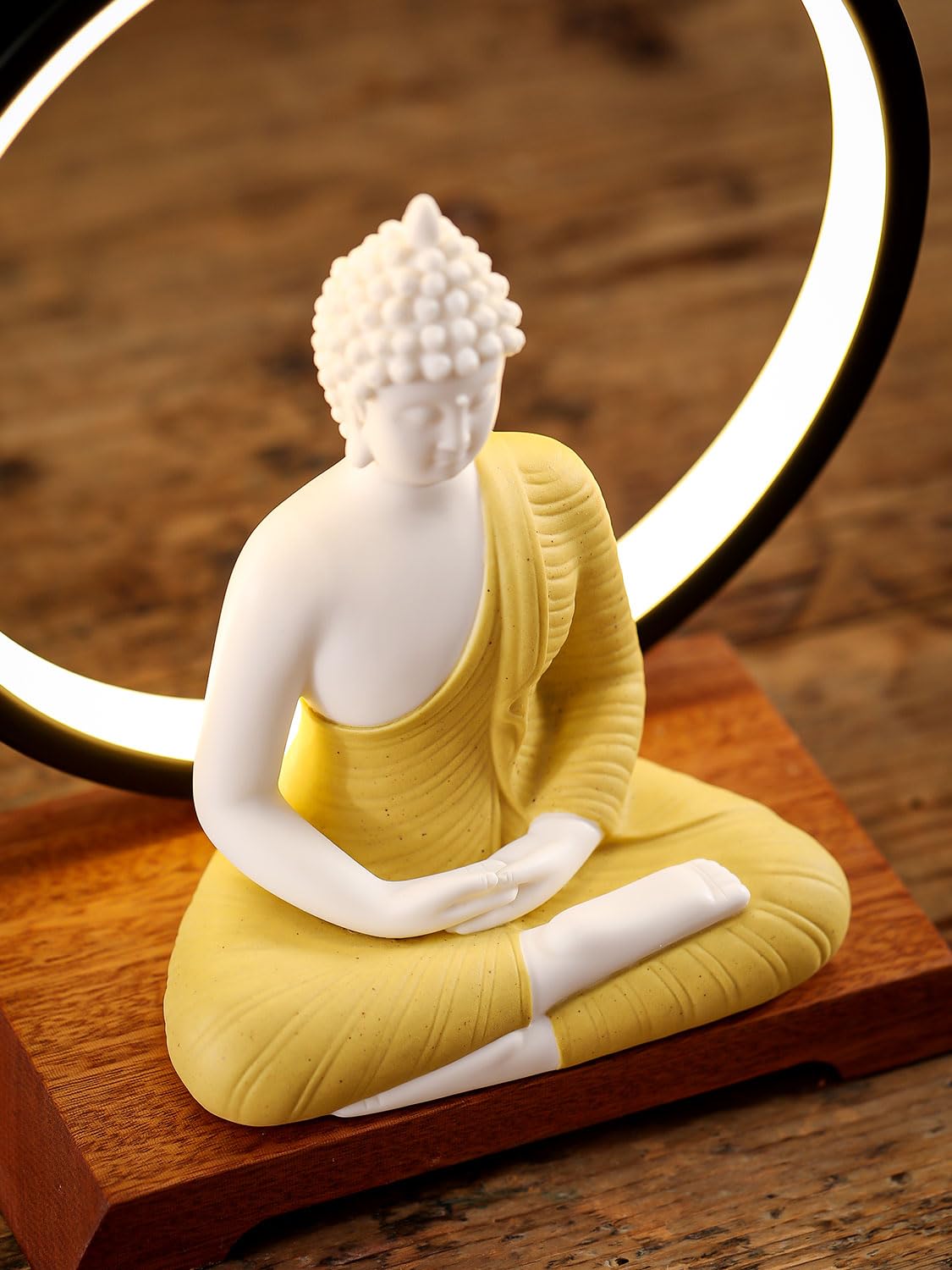 8.7 Inch LED Buddha Statue for Indoor Home Decor (Yellow)