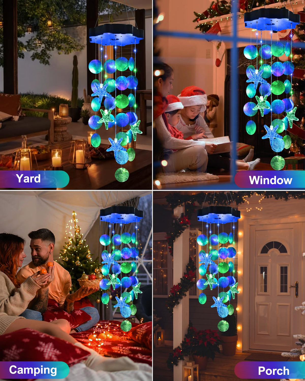 Solar Wind Chimes for Outside (Blue&green)