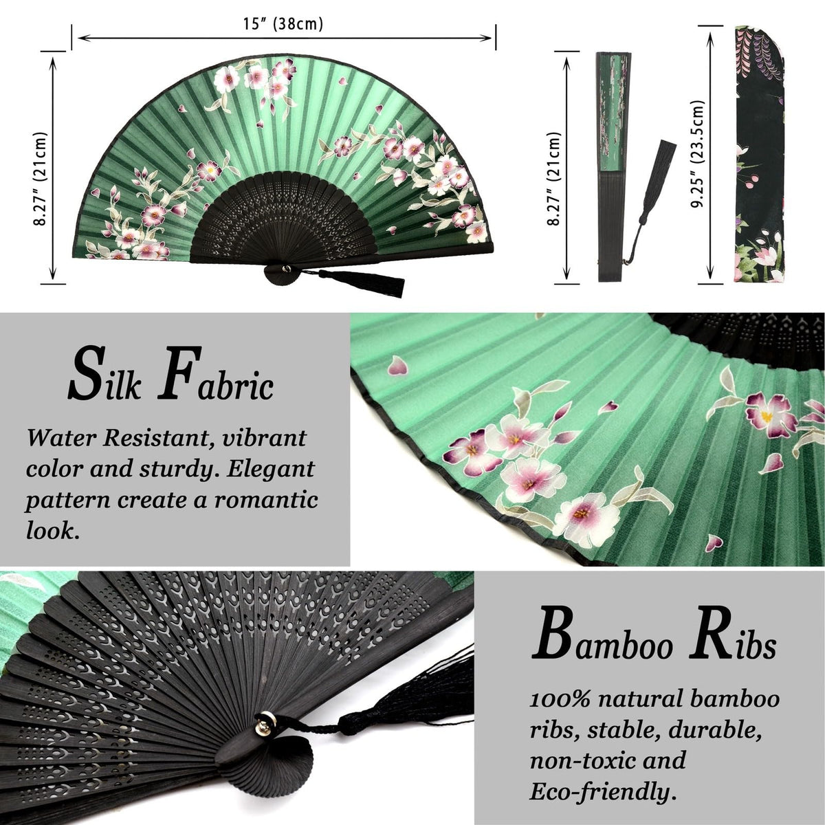 Small Folding Hand Fan (Redbud-green)