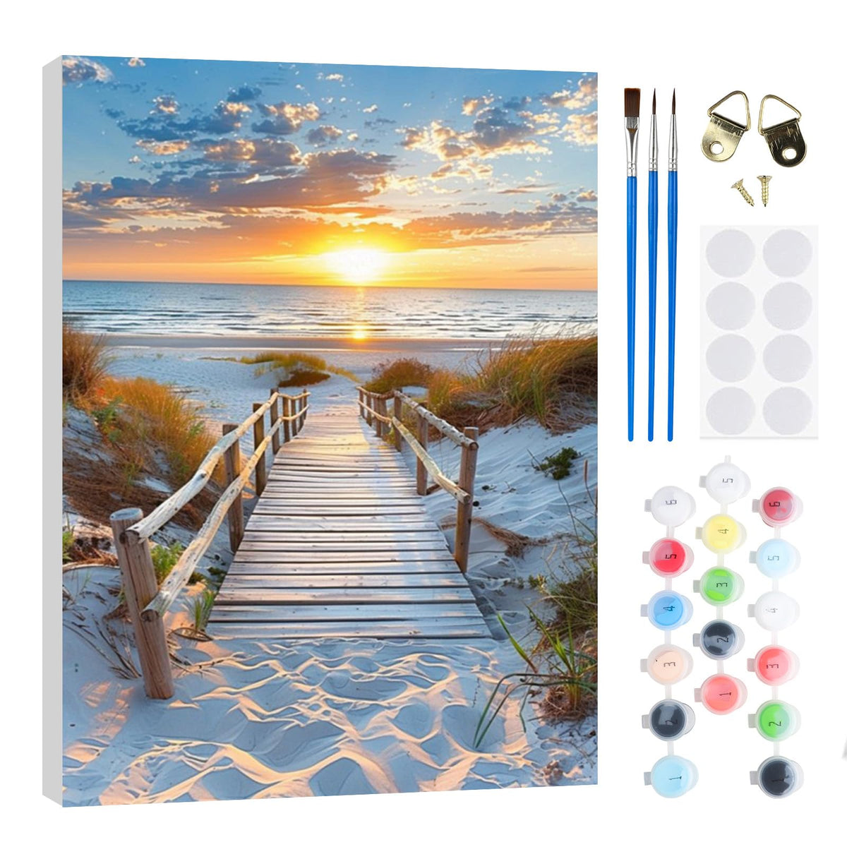 Beach Paint by Numbers Kit with Frame for Adults
