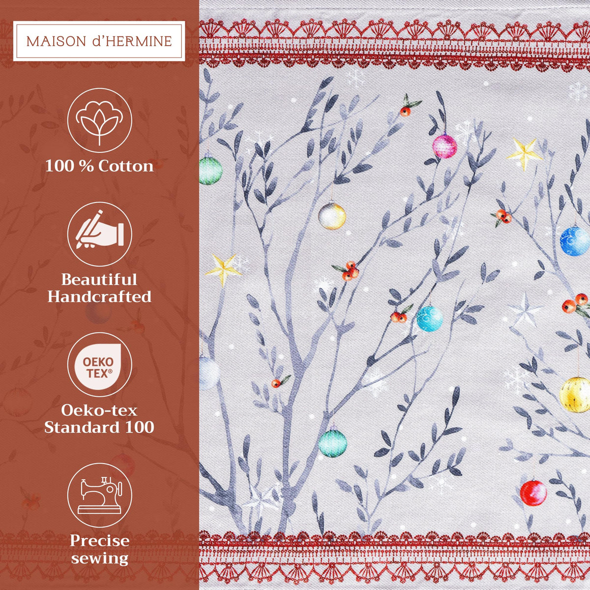 Placemats Set of 4 Reusable 100% Cotton (023 - Fairy Christmas / 13" X 19" (Pack of 4))