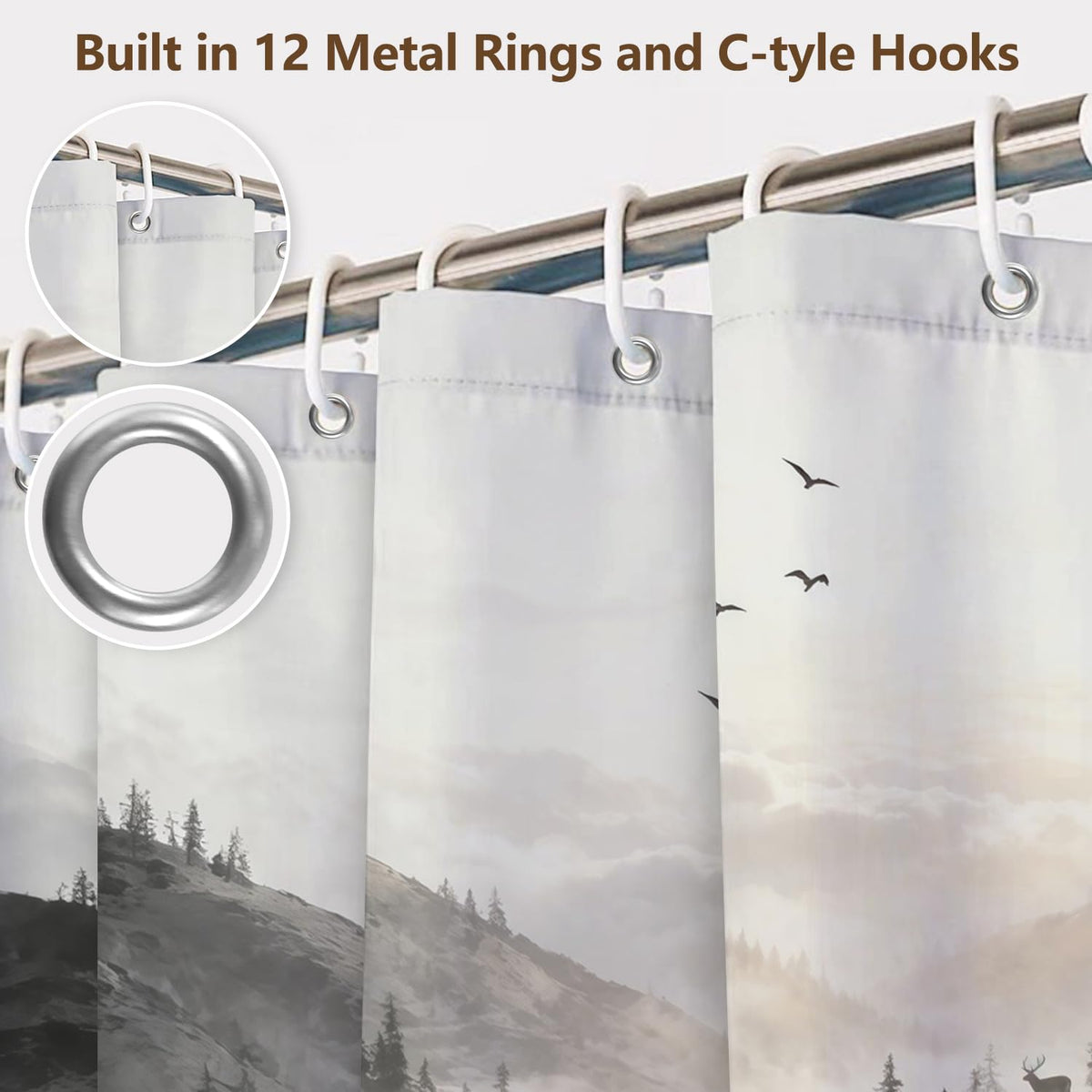 Forest Mountain Nature Shower Curtain (Mountain Landscape)