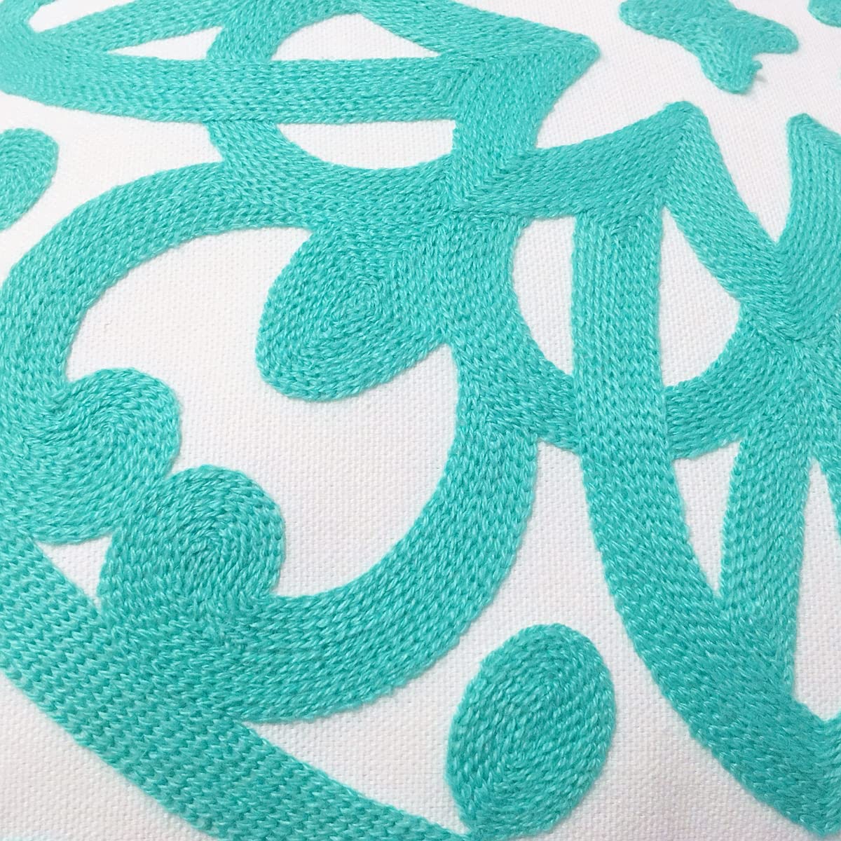 Embroidered Decorative Throw Pillow Cover 18"x 18" (Turquoise / 18" x 18" (Pack of 1))