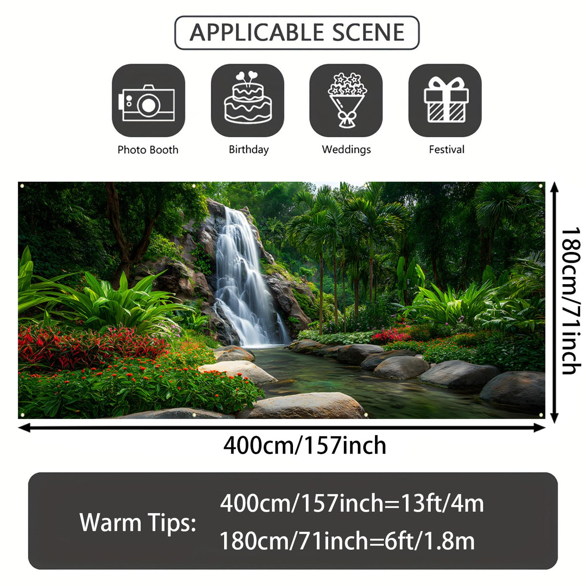 Waterfalls Garage Door Cover Banner (Green Scenic Waterfall)