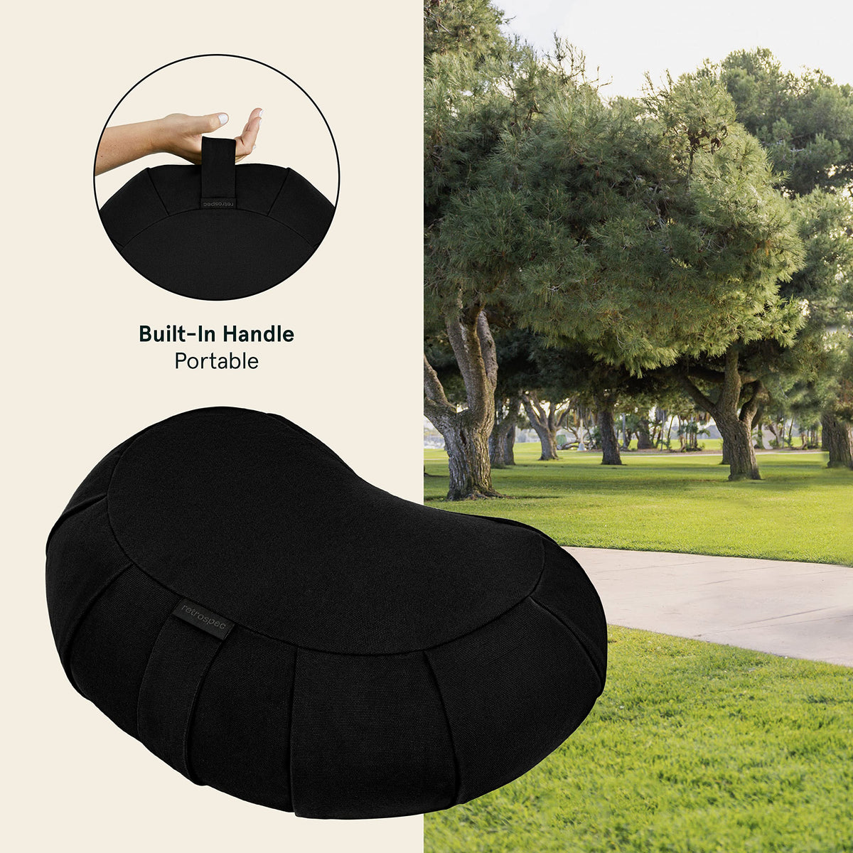 Sedona Meditation Cushion (Black / 1 Count (Pack of 1) / Crescent)