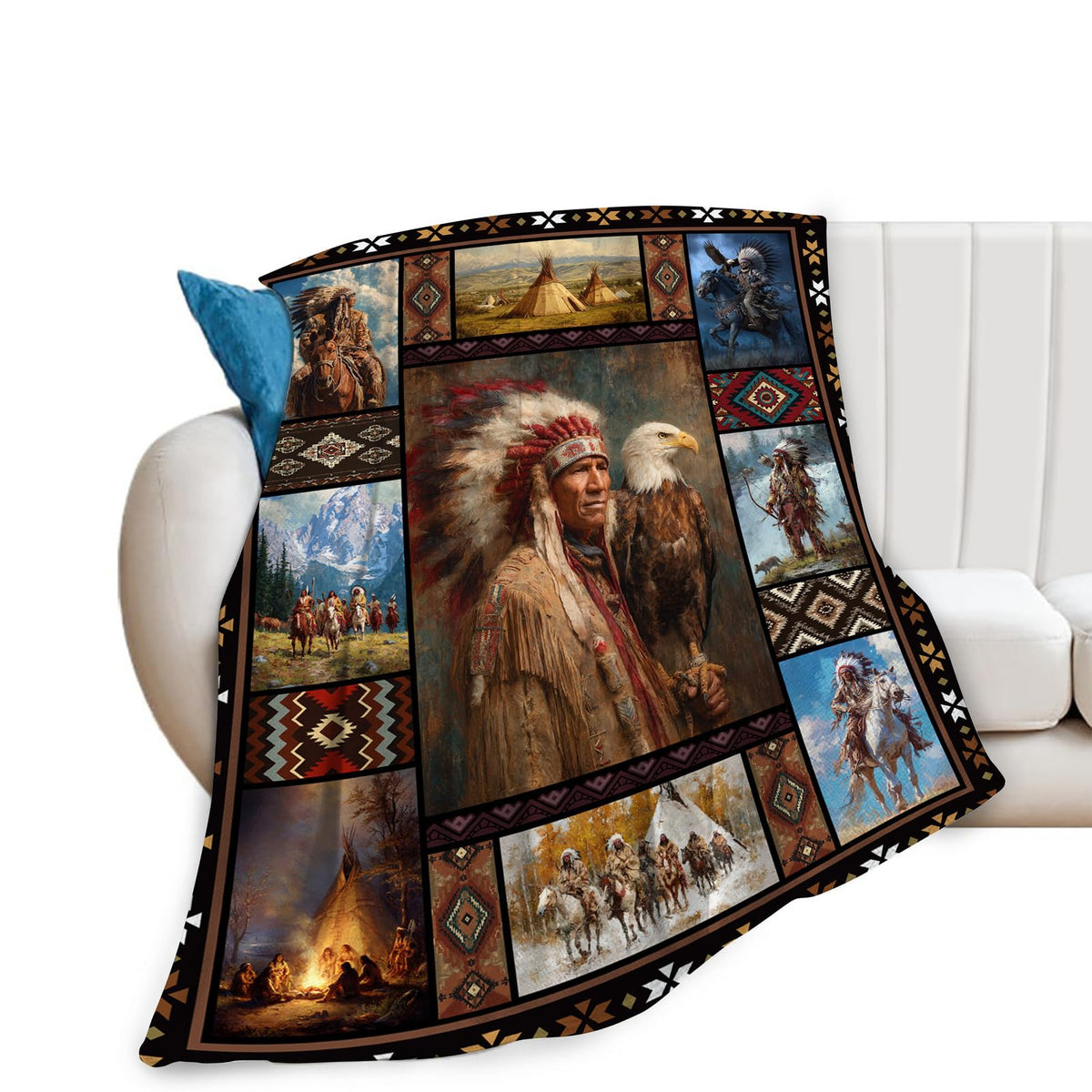 Native American Indian Throw Blanket (40"x50" / Native American)