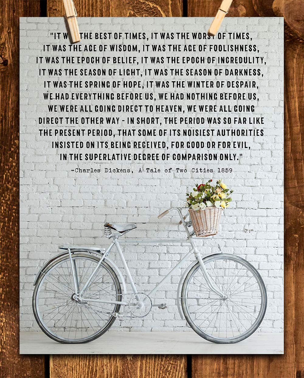 Charles Dickens Inspirational Quotes Wall Art Decor (Vintage Bike)