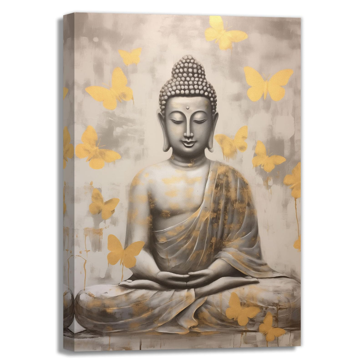 Buddha Wall Art Vintage Buddha Painting Print For Living Room Bedroom Yoga Room Buddhist Meditation Room Home Decorations (Buddha-3 / 24L" x 16W")