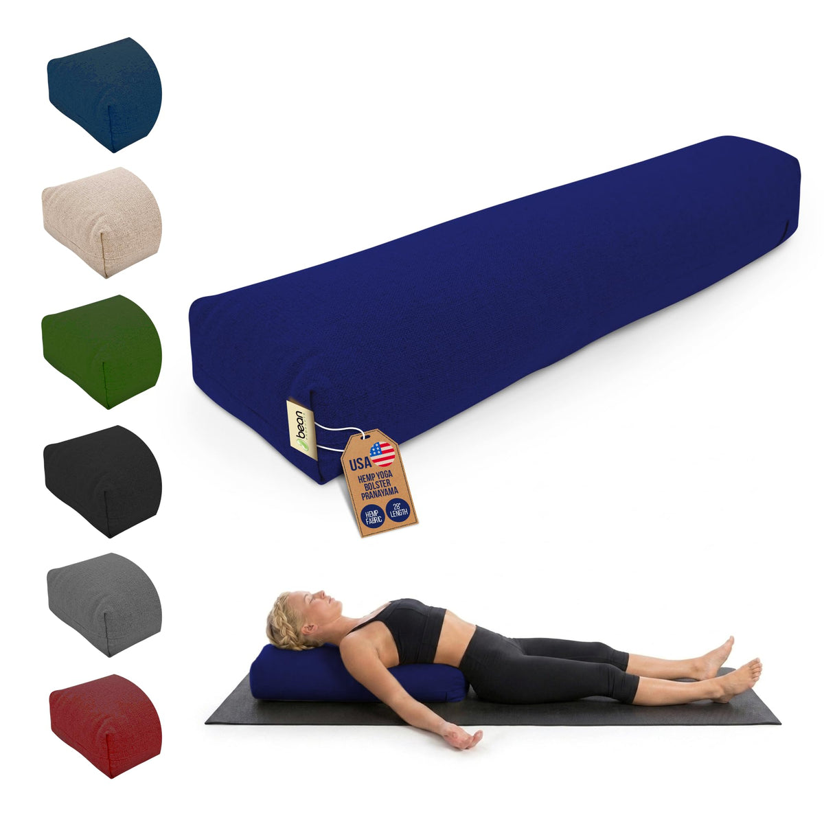 Hemp Pranayama Yoga Bolster (Hemp Cover / Blueberry)