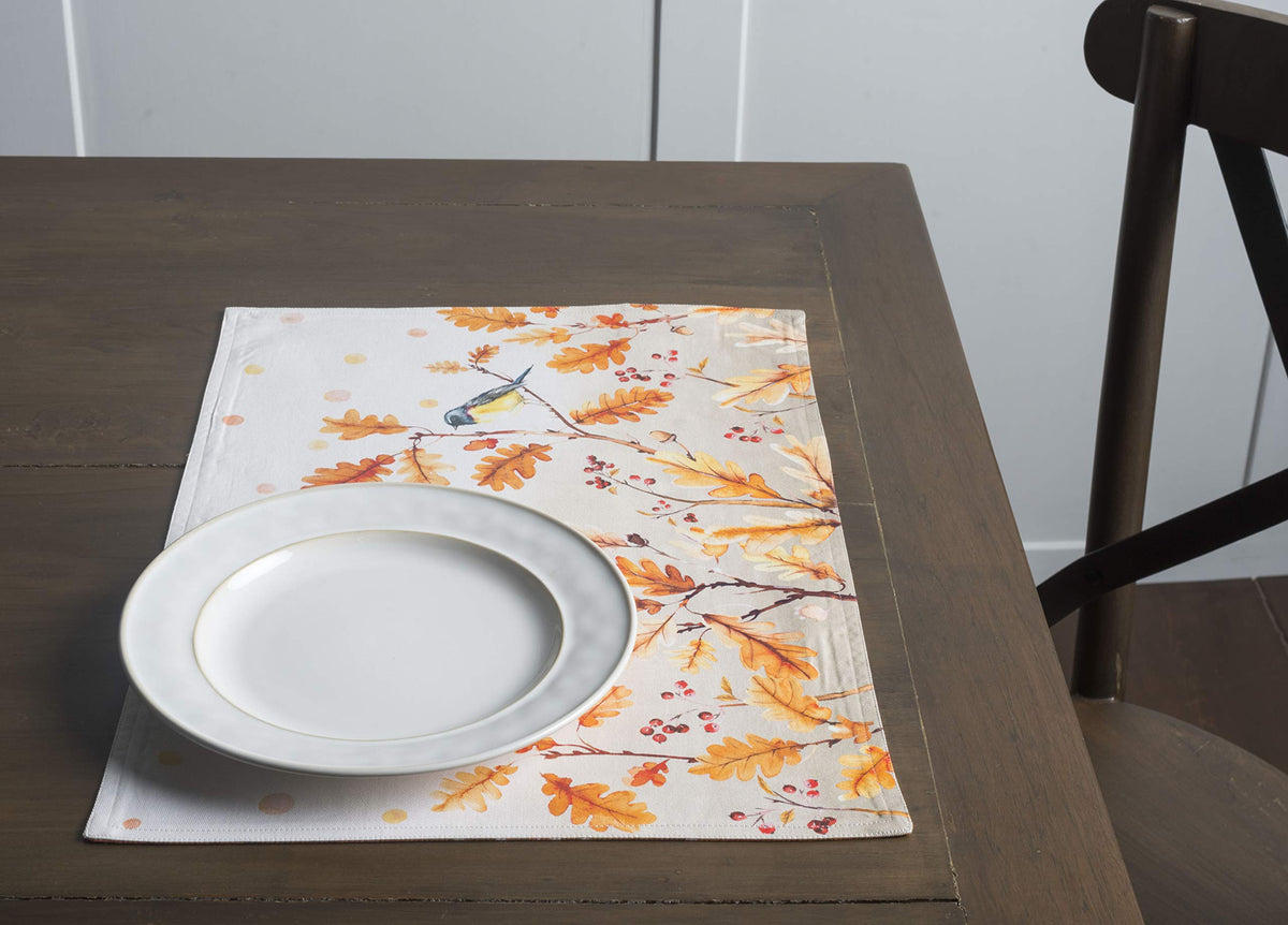 Placemats Set of 4 Reusable 100% Cotton (024 - Oak Leaves / 13" X 19" (Pack of 4))