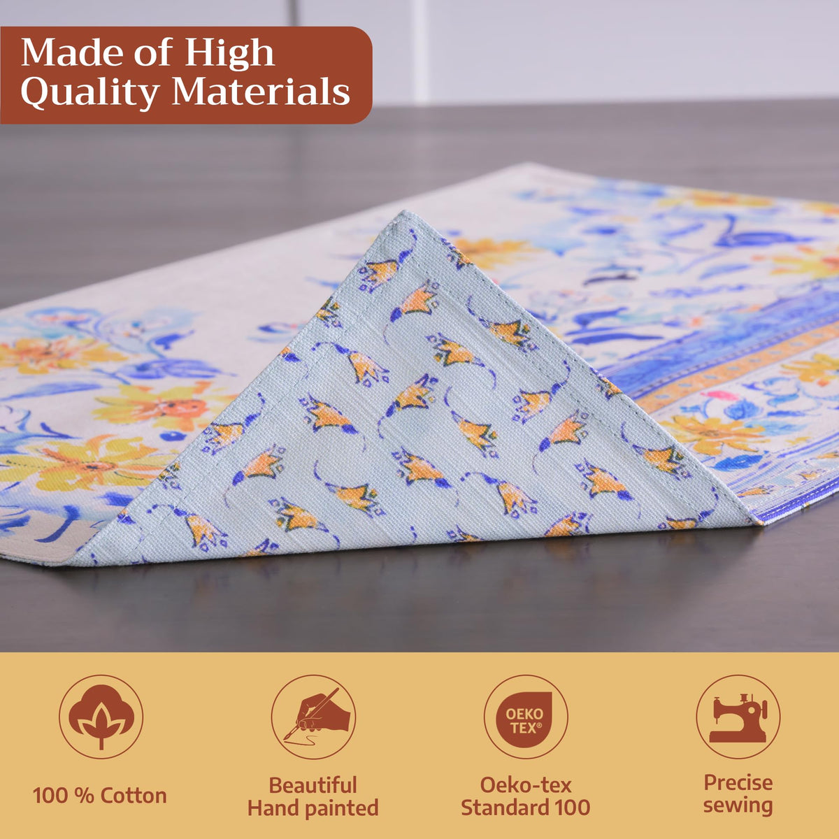 Placemats Set of 4 Reusable 100% Cotton (138 - Girassol / 13" X 19" (Pack of 4))