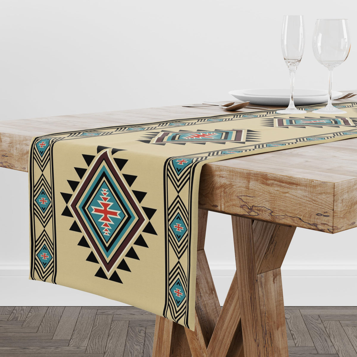 Aztec Table Runner Rustic Country Colorful Aztec Tribal Geometric Shape Ethnic Southwest Runner for Table Home Decor for Kitchen Table Dining Coffee Table 13x90 inch (13x90inch / Aztec 1)