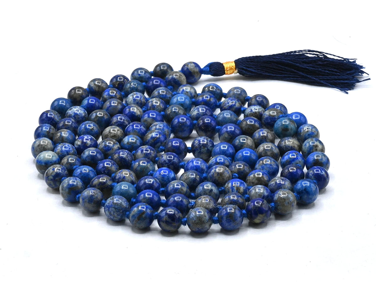 Lapis Lazuli Buddhist Prayer Beads Japa Mala with 108 Meditation Beads (Hand Knotted / Lapis Lazuli)