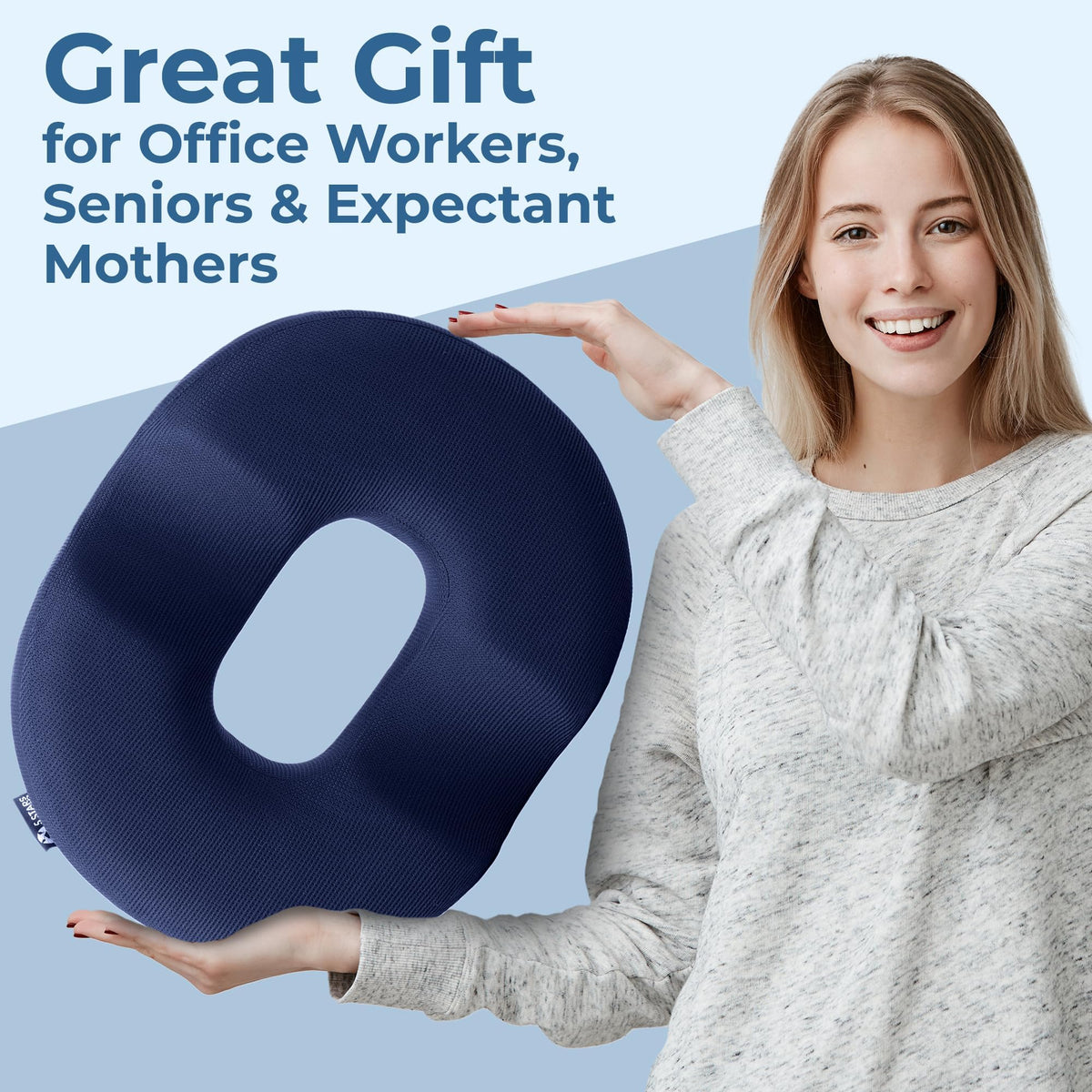 Donut Pillow for Tailbone Pain & Hemorrhoids (Blue)