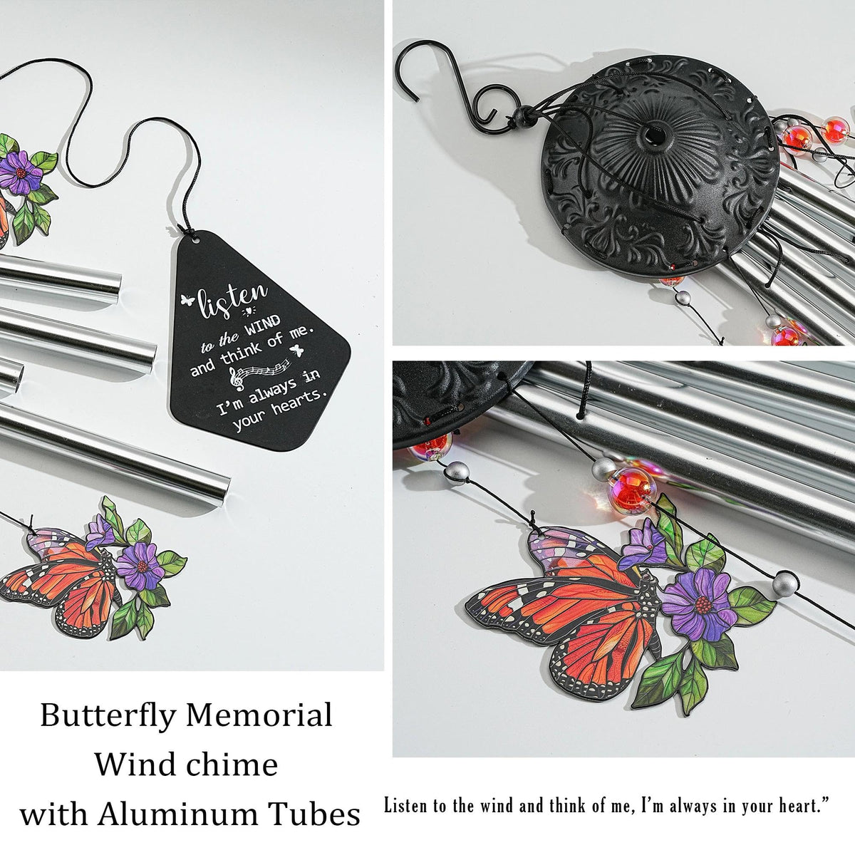 Butterfly Memorial Wind Chime (Autumn Garden – Butterfly – 34 Inch)