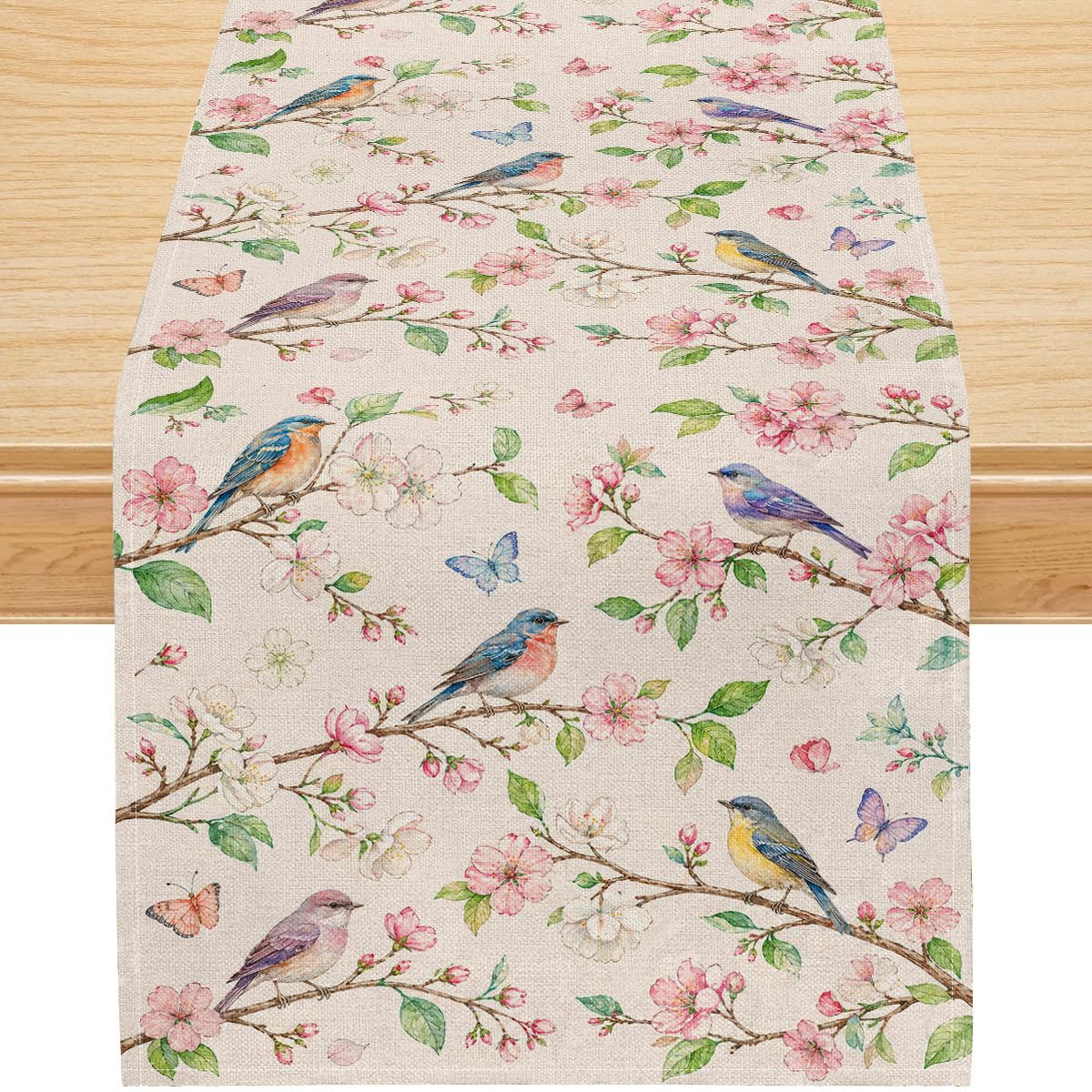 Vintage Botanical Birds Table Runner (13x120inch / Floral Birds)