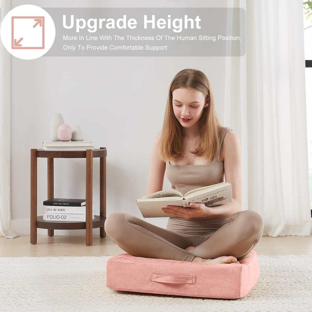 Floor Pillow PinkJKMAX 22 inches Floor Pillow for Adults (Pink / 1 Count)