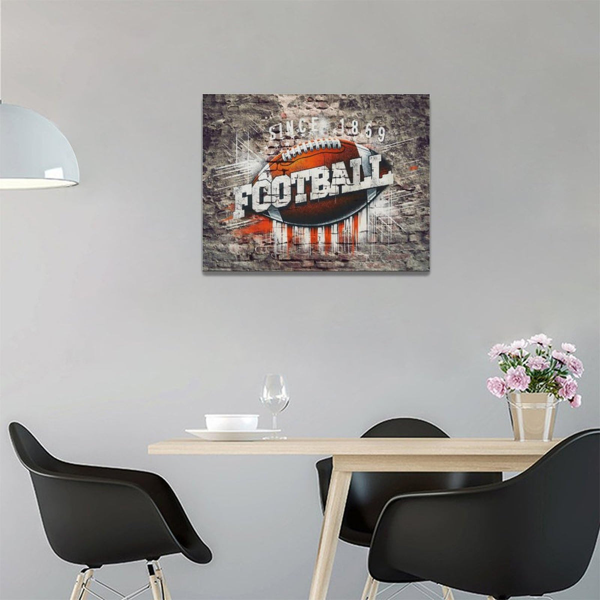 Sport Football Wall Art Street Graffiti Pictures Wall Decor Teen Boys Canvas Painting Print Home Modern Artwork Decorations Framed for Bathroom Living Room Bedroom Office 16 x 12 inch (16"L x 12"W / Football)