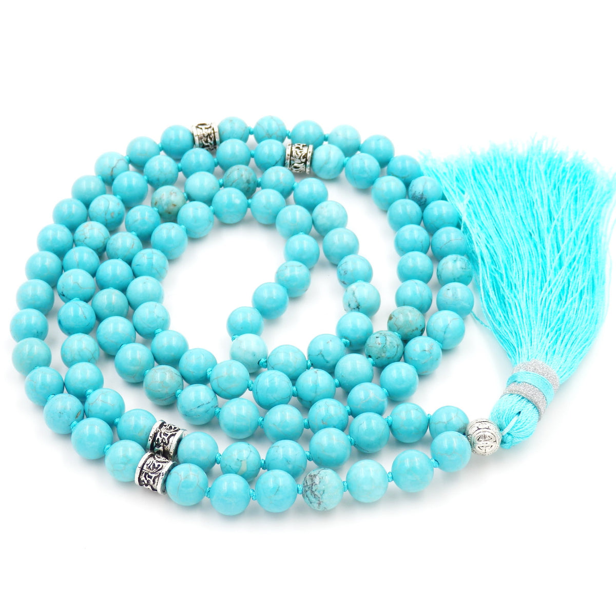 mala beads necklace for women man (green turquoise)