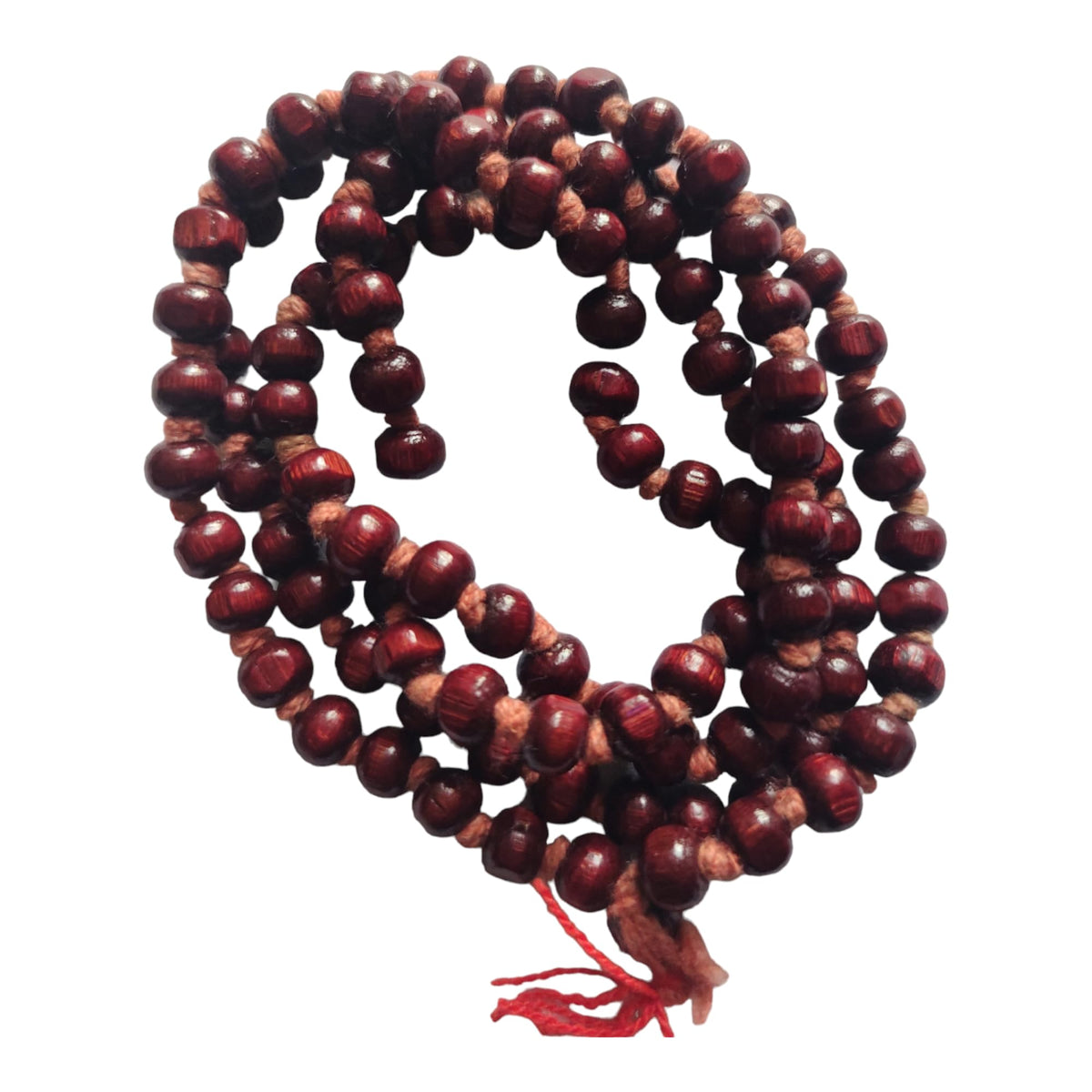 Tulsi Mala 108 Beads for Neck with Gaumukhi Jap Mala Bag for Pooja Worship (Red Tulsi Mala 8 MM)