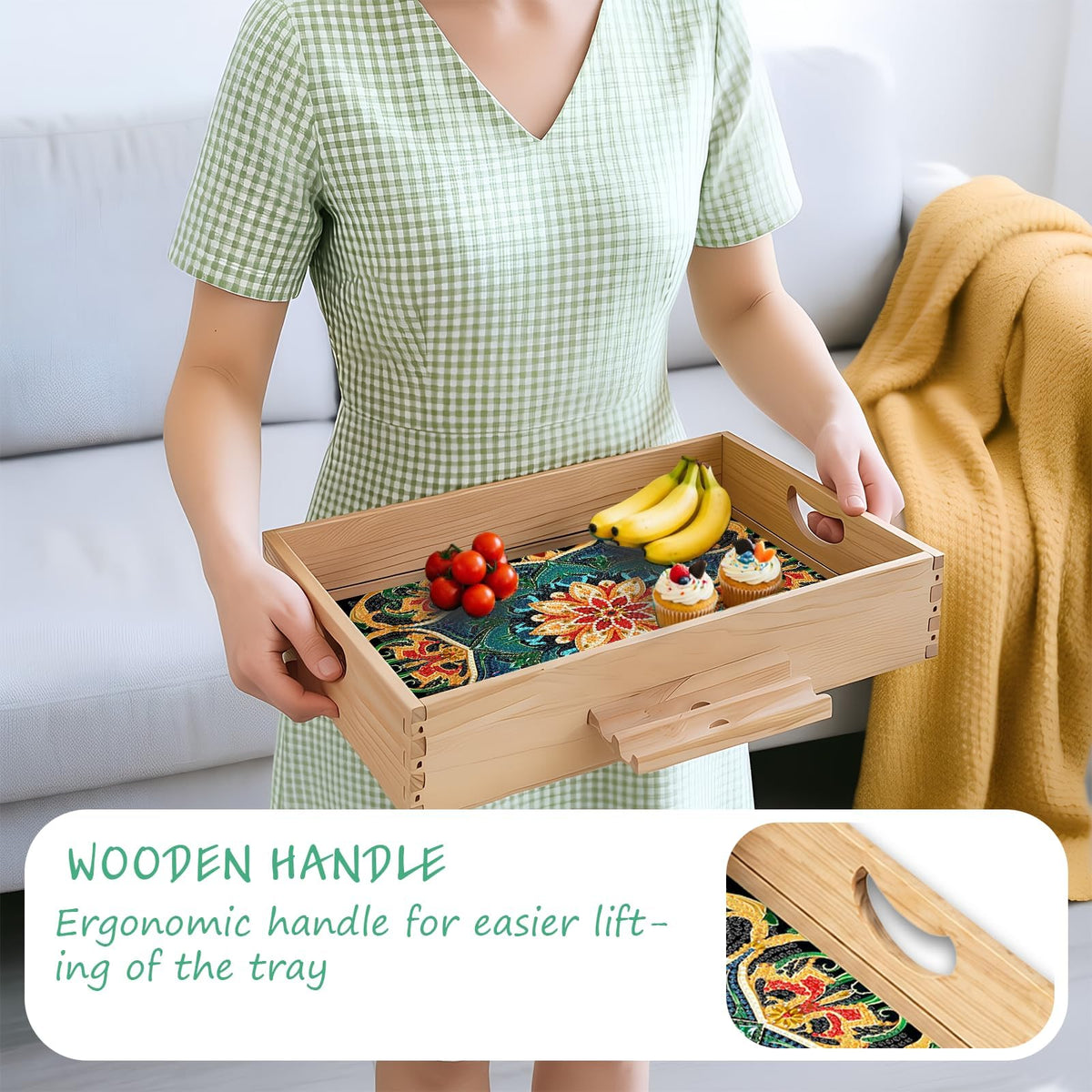 DOTSOS Diamond Painting Kits for Adults Wooden Serving Trays with Handles (Mantra LQ1)