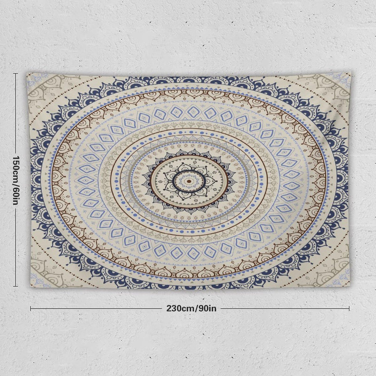 Mandala Tapestry Wall Hanging Retro Eastern Backdrop Swirled Cosmic Lotus Yoga Boho Artwork Tapestries Home Decor for Living Room Bedroom Farmhouse Apartment Dorm 60"x90" (60"L x 90"W / Mandala-44)
