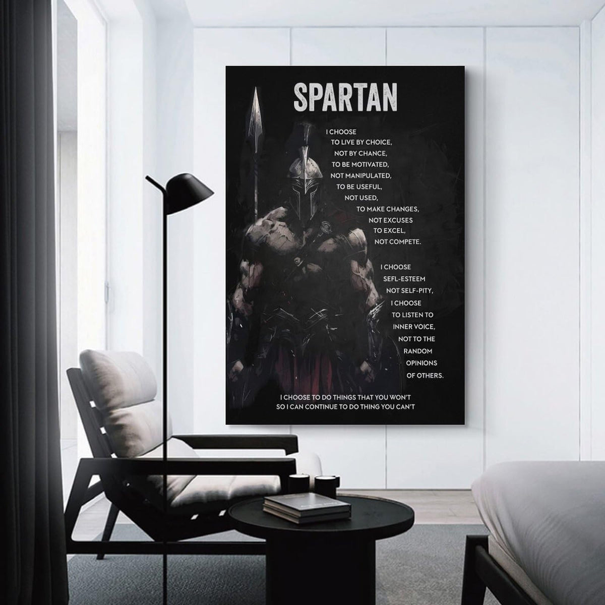 Spartan Quote Motivational Canvas Printing Wall Art Prints Wall Decor Posters Dark Warrior Philosophy Black Modern Living Room Bedroom Office Gym Aesthetic Decor 20x30inch (style-21 / 20x30inch(50x75cm) Unframe)