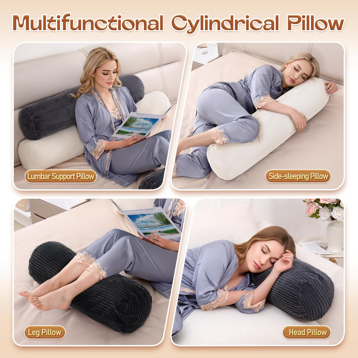 Body Pillow for Adults (Black (Corduroy) / 35 inch)