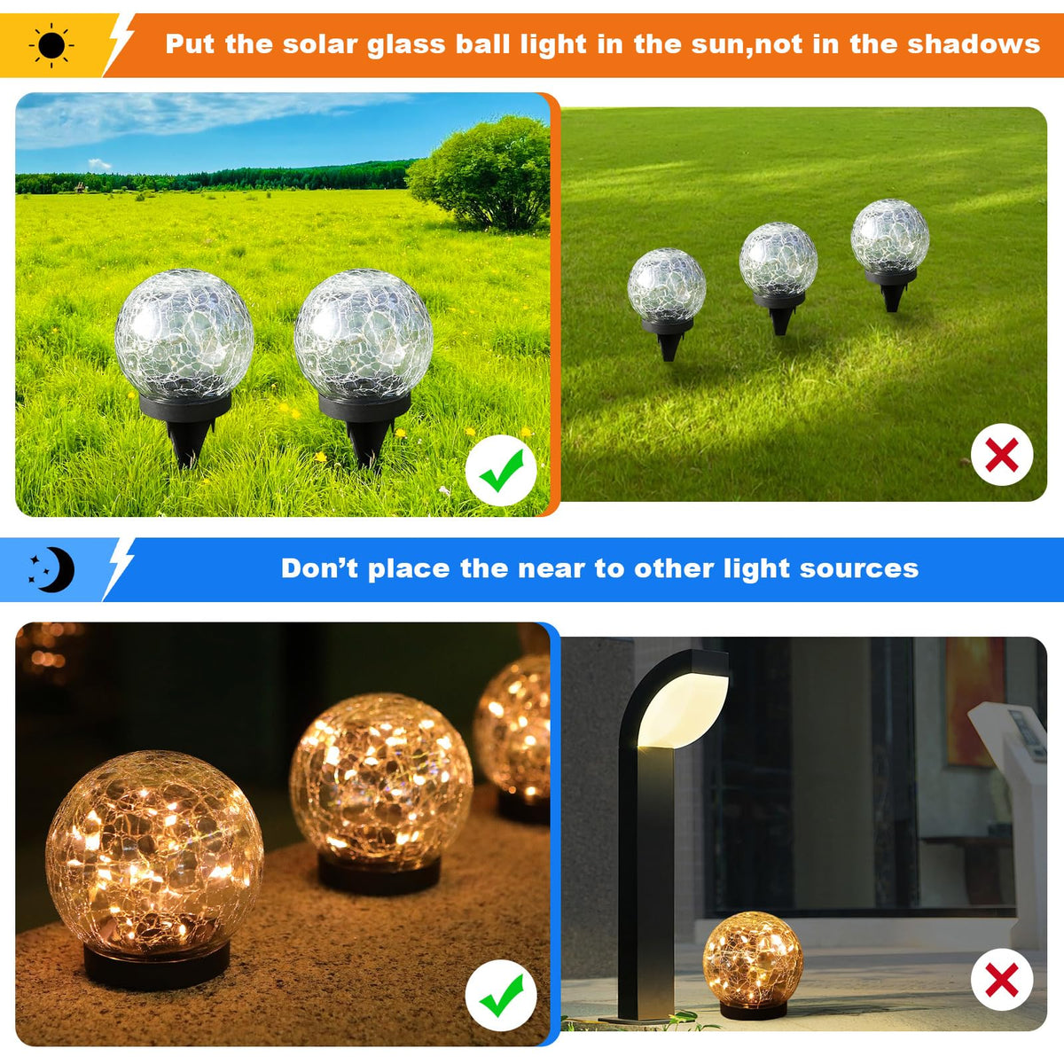 Solar Globe Lights Outdoor Waterproof (Warm White / 4 globes)