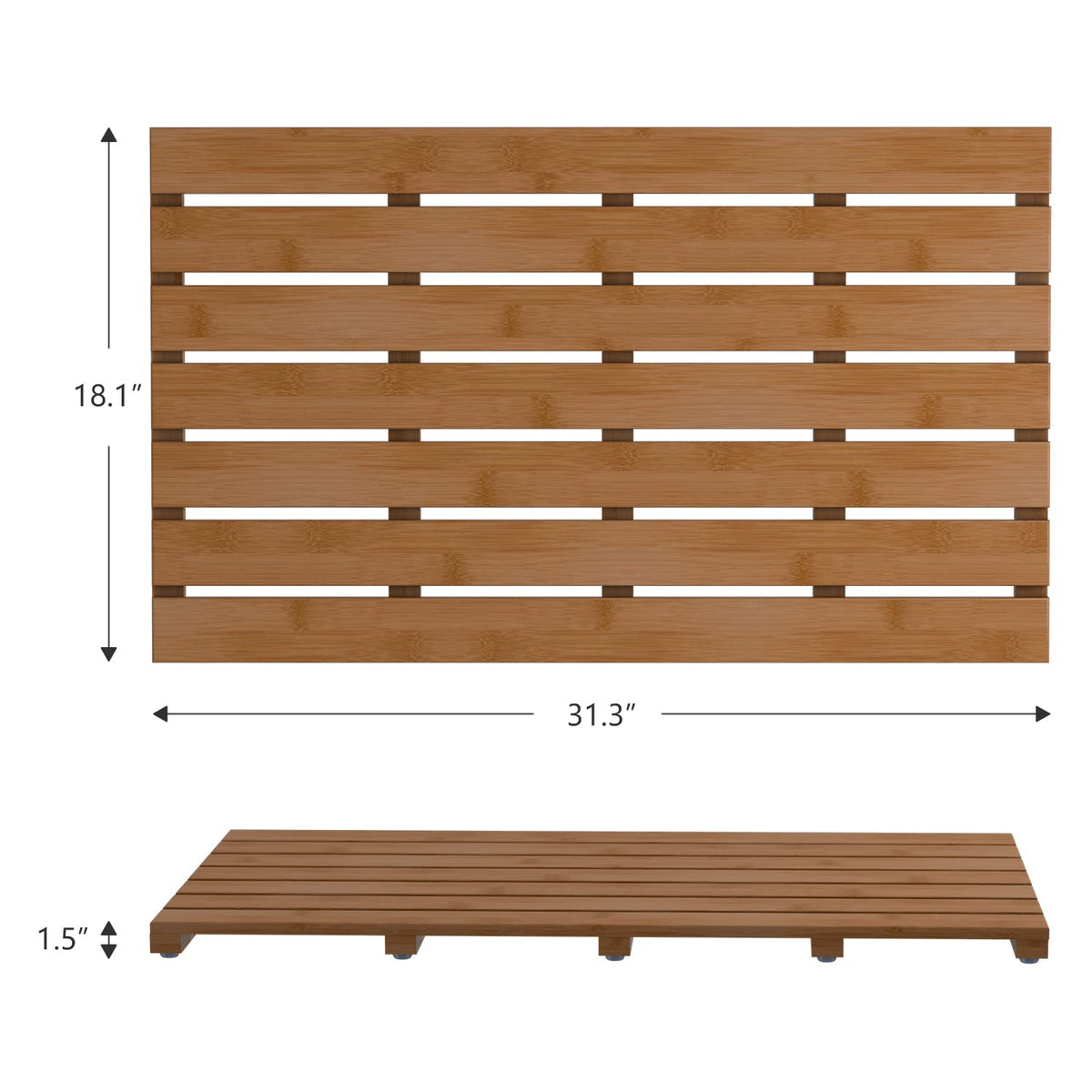 Wooden Bamboo Bath Shower Mat (Walnut / 31.3" x 18.1" (Rectangular))