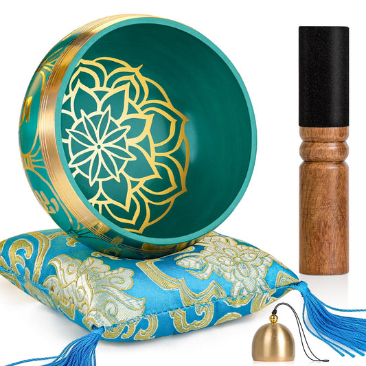 Singing Bowl Authentic Tibetan Sound Bowl for Yoga (Blue(Lotus))