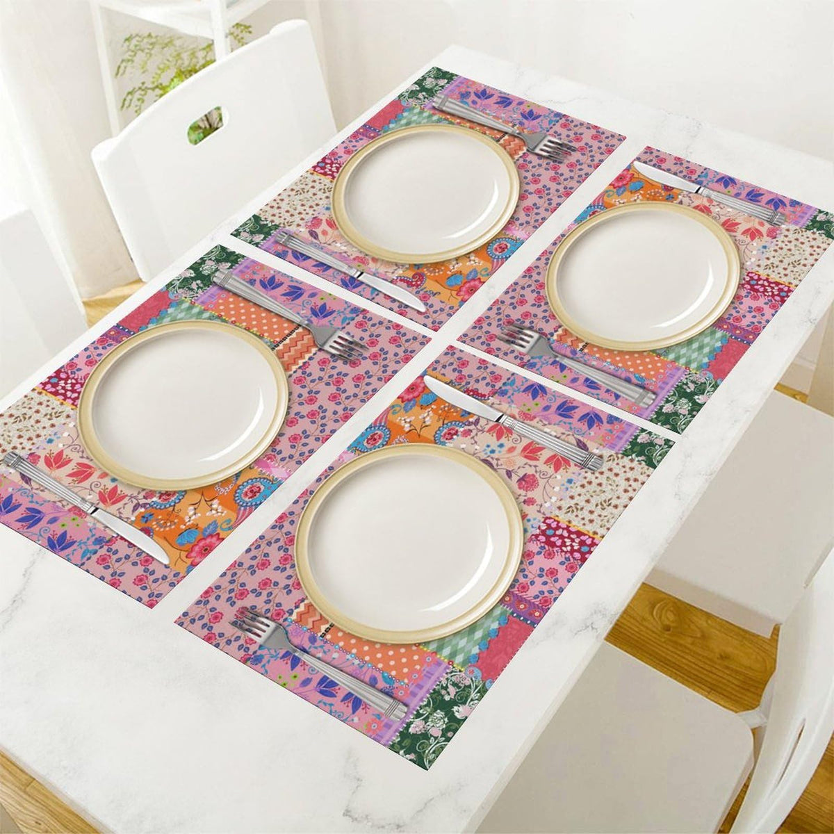 Patchwork Boho Floral Placemat Set of 4 (Patchwork-6 / 4pcs)