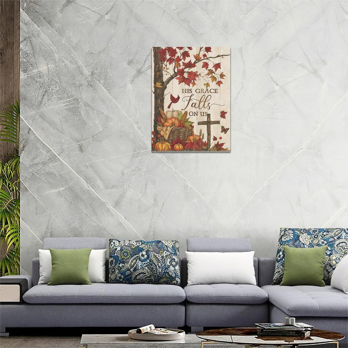 Maple Leaf Fall Wall Art Pictures Autumn Leaves Wall Decor Pumpkins Canvas Painting Home Modern Artwork Decorations Framed for Bathroom Living Room Bedroom 12 x 16 inch (16"L x 12"W / Fall)