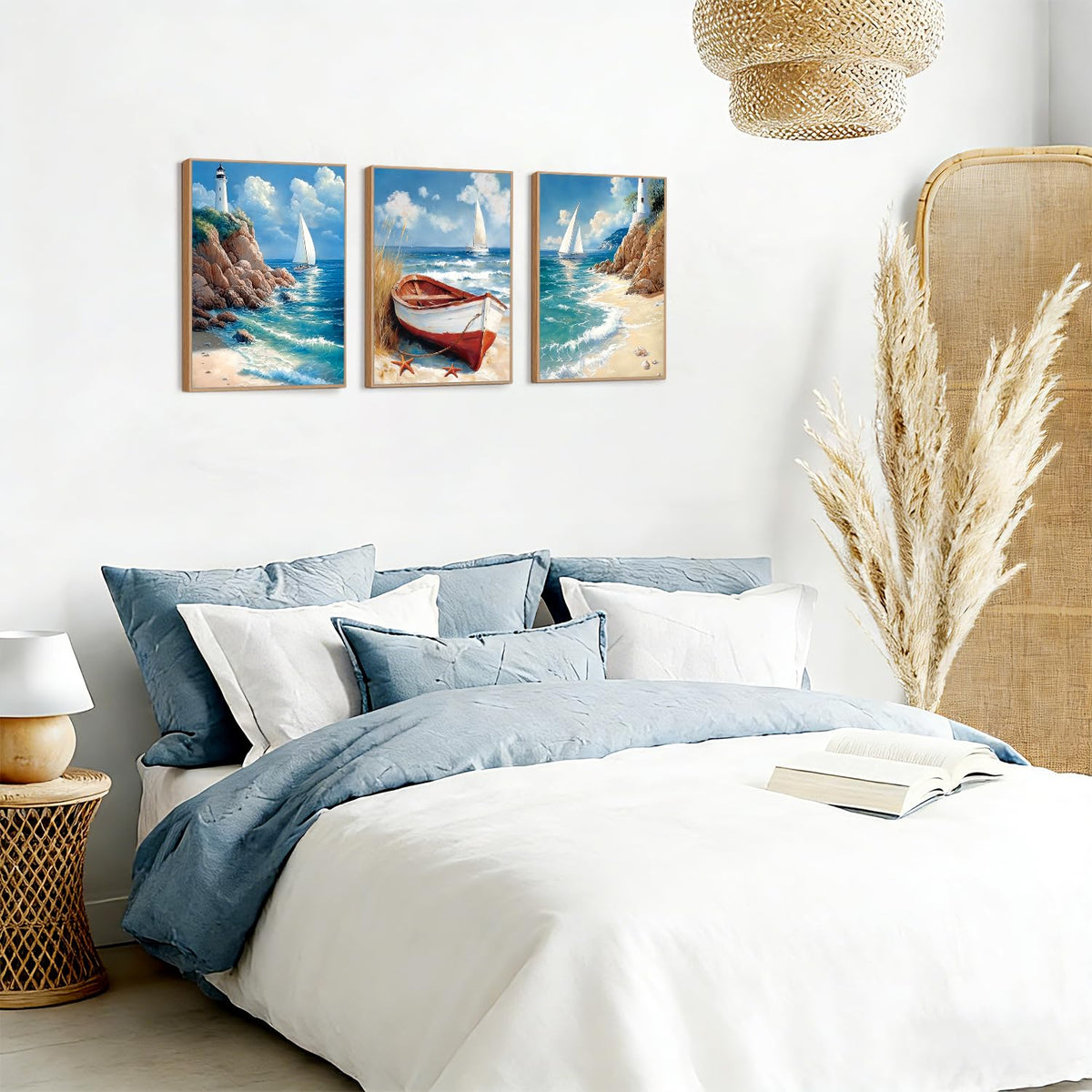 Coastal Framed Canvas Wall Art (Sailboat)