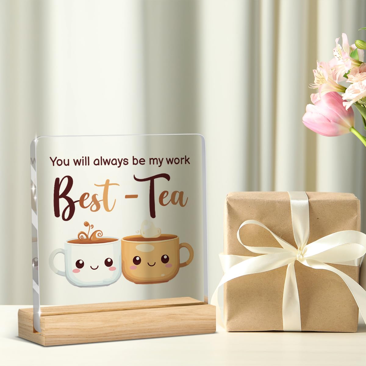Work Bestie Gifts for Women (Best-Tea / Wooden base acrylic)