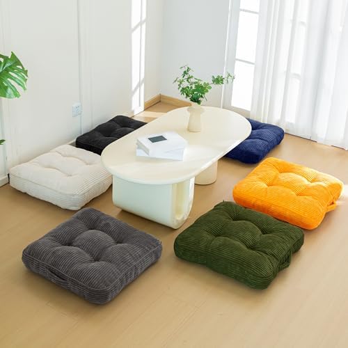 Floor Pillow Cushion for Adults (Dark Green / 4" Thick(Pack of 2))