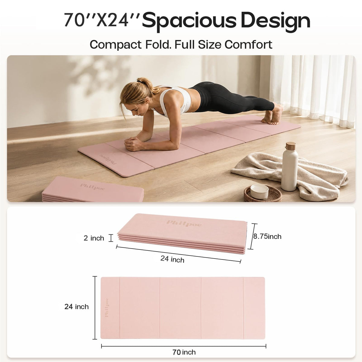 Foldable Yoga Mat (Pink)