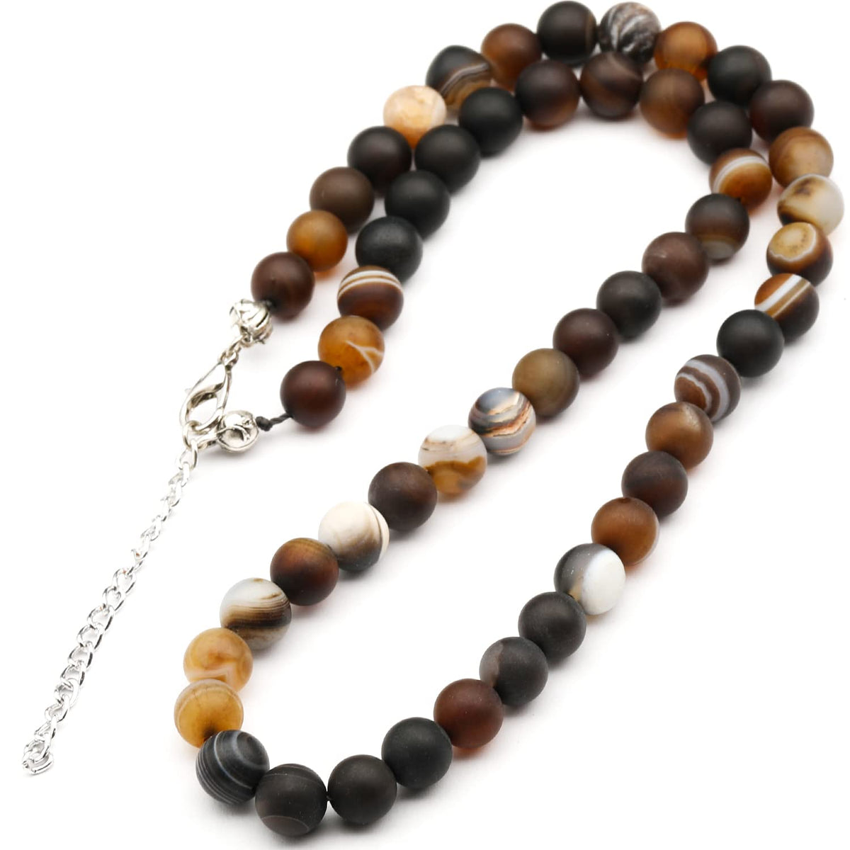 Natural Matte Brown Agate Beaded Choker Necklace (Matte Brown Agate / 32 Inches)