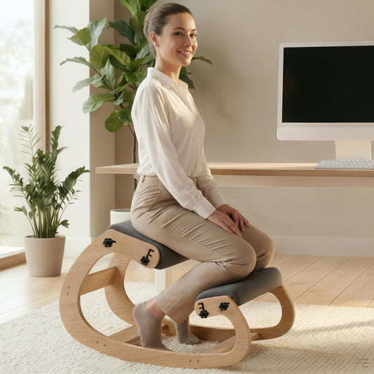 Ergonomic Kneeling Chair with Adjustable Seats (Ash Grey / Classic)
