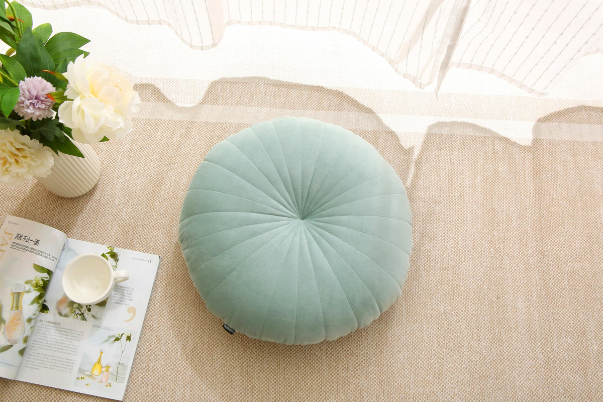 Floor Pillow Meditation Cushion Round Large Floor Pillows Seating for Adults (Green / 18inches)