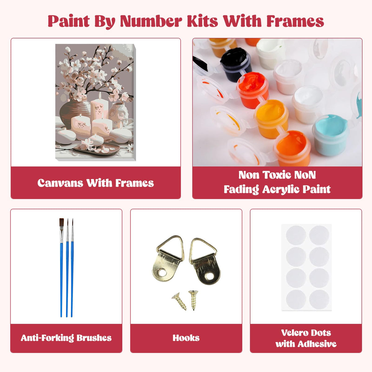 Candle Flowers Paint by Numbers Kit with Frame for Adults