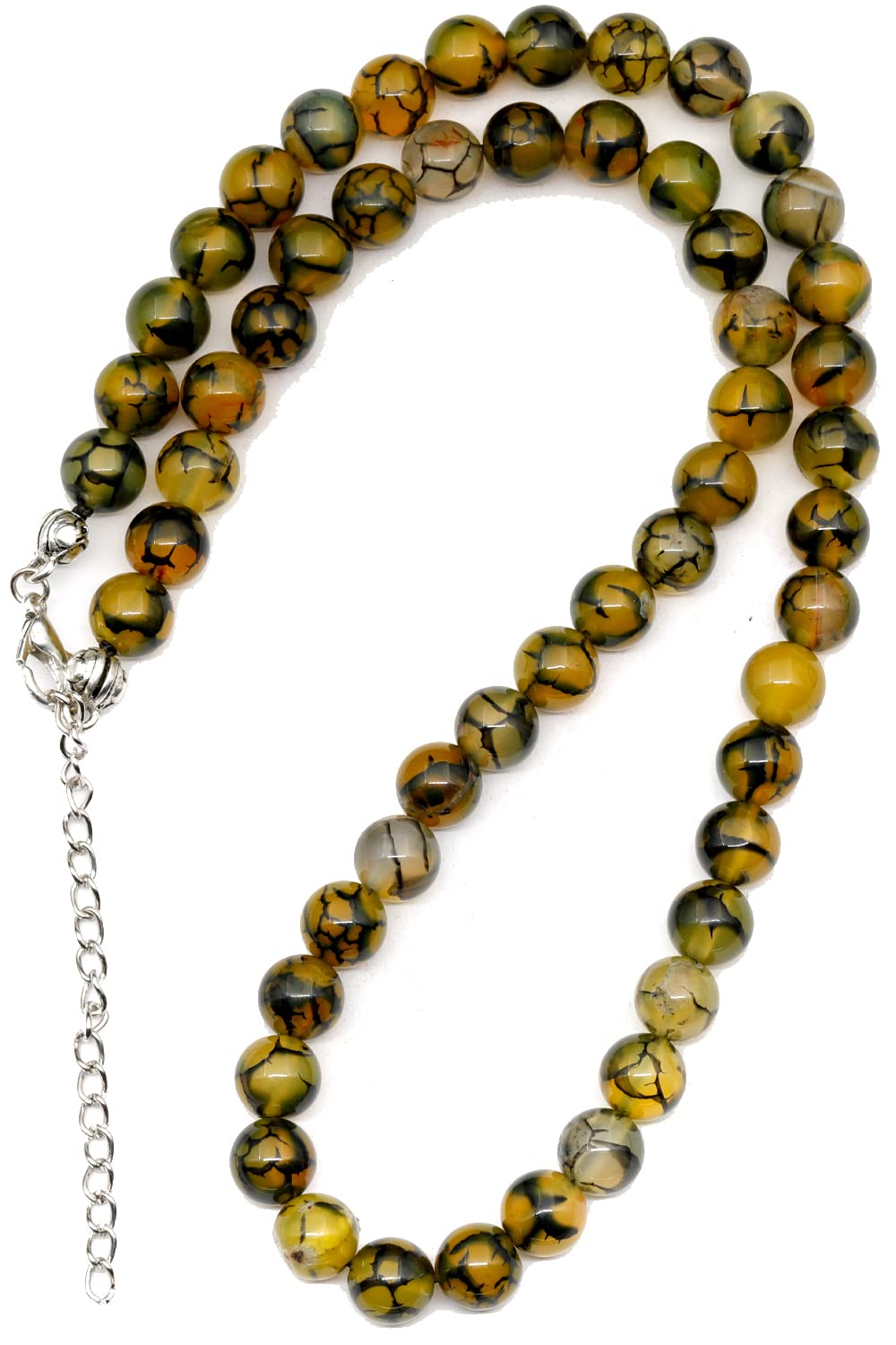 Natural Dragon Vein Agate Beaded Choker Necklace (Dragon Vein / 20 Inches)
