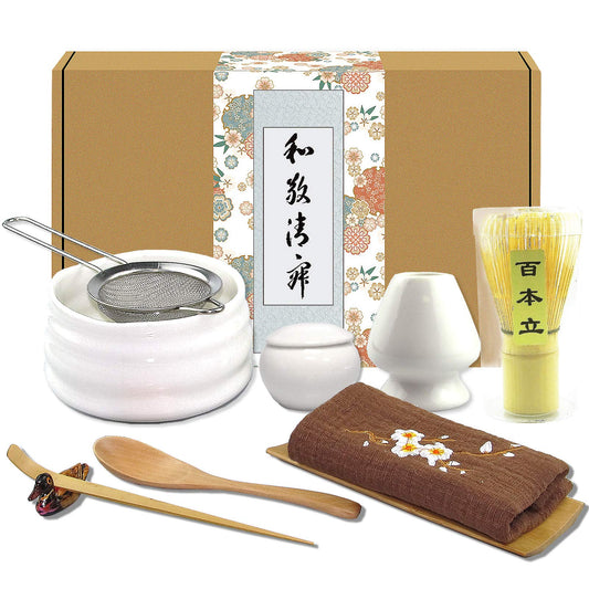 10 Piece Japanese Matcha Tea Set (White)