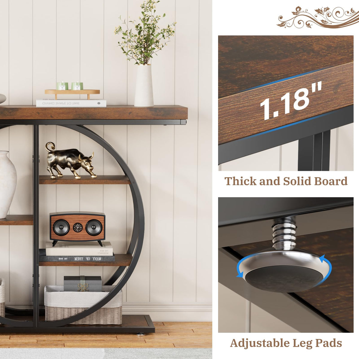 41.3" Console Table for Entryway (Brown)