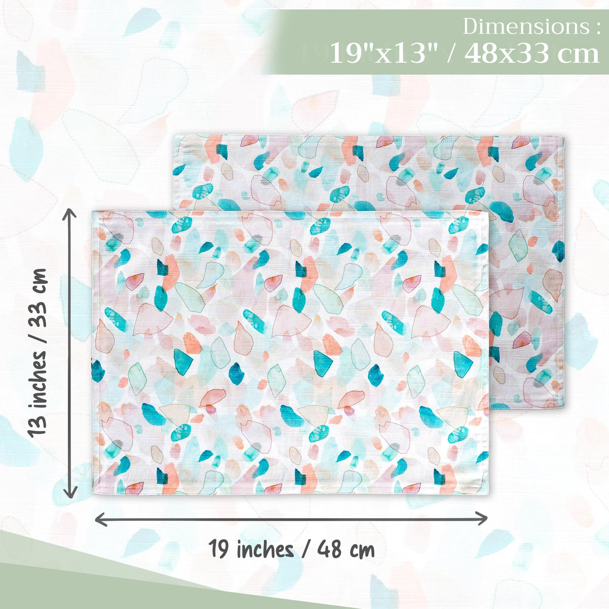 Placemats Set of 4 Reusable 100% Cotton (112 - Summer Picnic / 13" X 19" (Pack of 4))